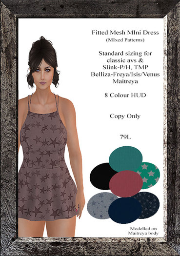 Mixed pattern mesh mini dress