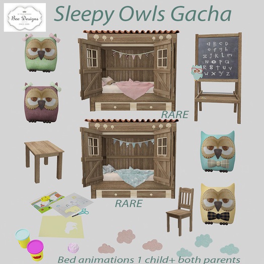 .:Bee Designs:.Slepy owls gacha Owl - Yellow