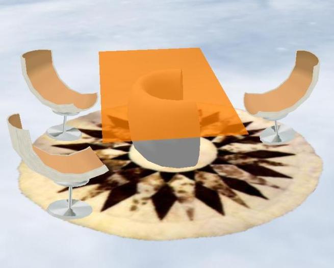 MODERN DESK WITH GLASS-RUG AND 3 CHAIR-9 PRIM TRANSFER OK
