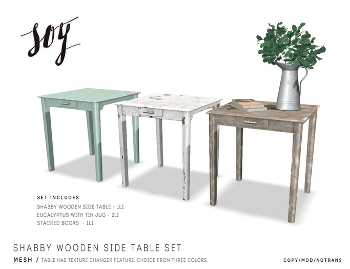 Soy. Shabby Wooden Side Table Set [addme]
