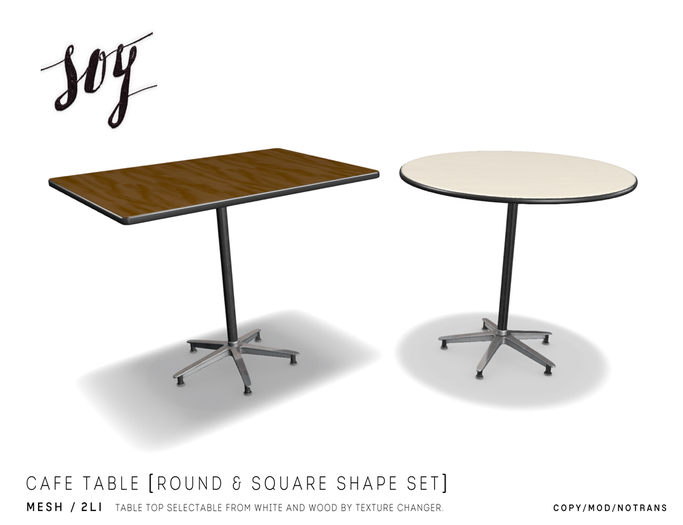 Soy. Cafe Table [Square&Round Shape Set]
