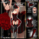 C&F Tease Burlesque Corset Outfit Bundle - RED/BLACK