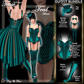 C&F Tease Burlesque Outfit Bundle - TEAL