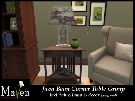 corner table with lamp