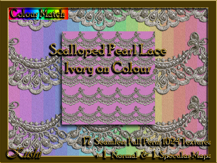 Scalloped Pearl Lace Ivory On Colour Textures