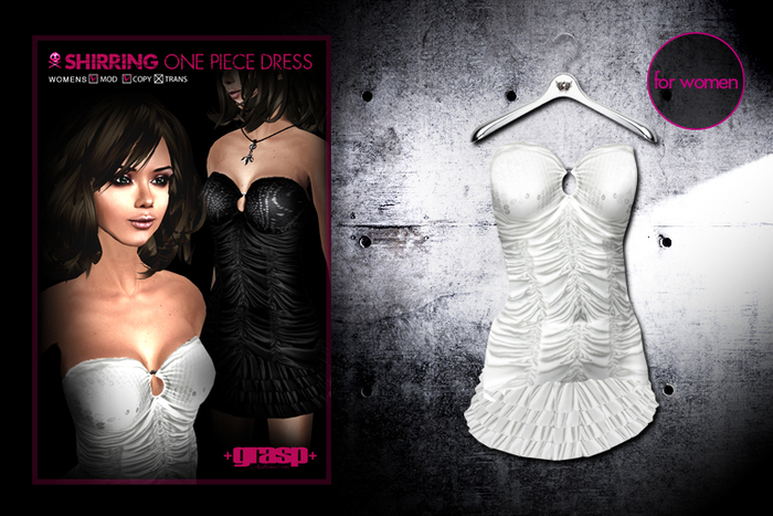 +grasp+/Shirring One Piece Dress/White