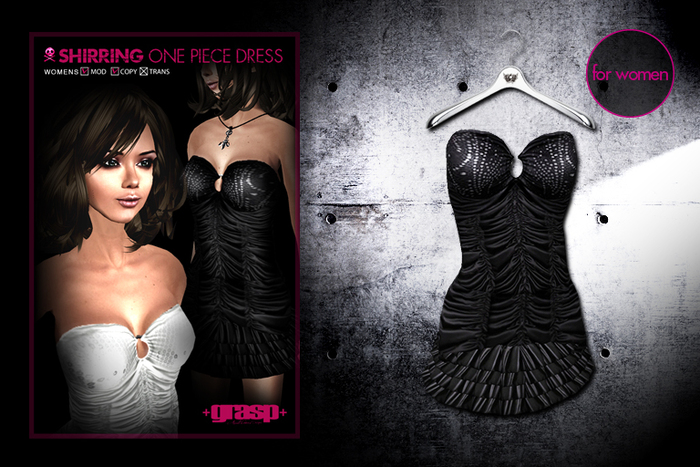 +grasp+/Shirring One Piece Dress/Black