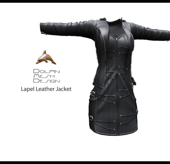 [Dolphin Design Mesh]Lapel Leather Jacket