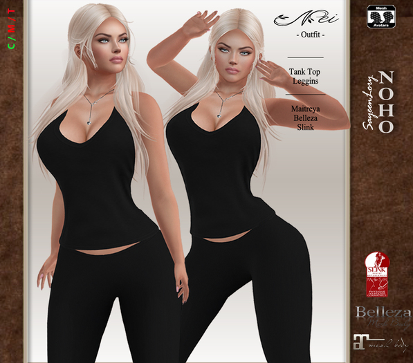 [noho] Nei - Fitmesh Tank Top, Leggins [box] black