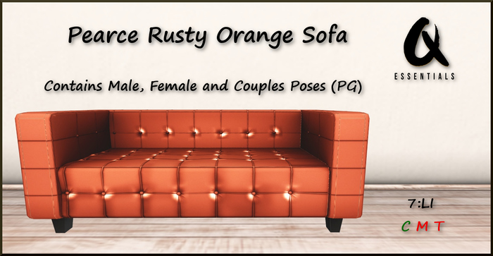 {Q-Essentials} Pearce Rusty Orange Sofa