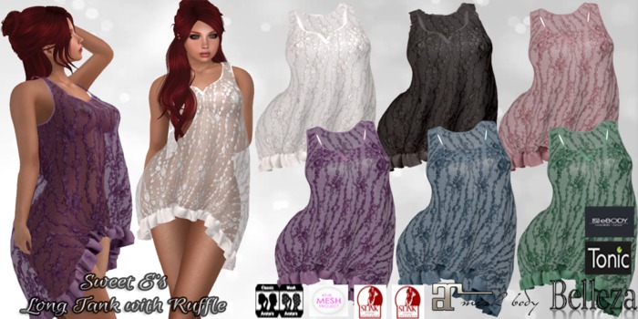 Sweet E's Lace Long Tank Top with Ruffle ADD ME