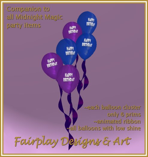 ~FDA~ Midnight Magic Happy Birthday Balloon Clusters
