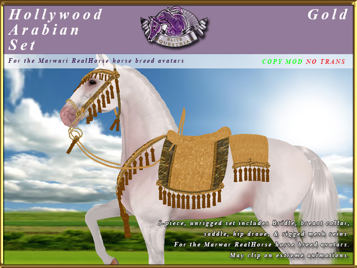 *E* Hollywood Arabian Saddle Set [Boxed] RH Marwari Gold