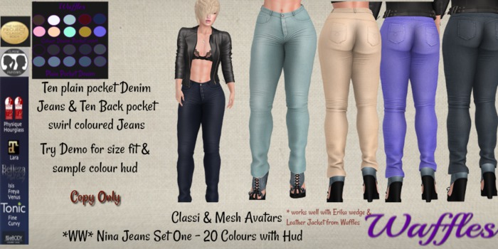 *WW* Nina Jeans Set One - 20 Colours with Hud [Boxed]