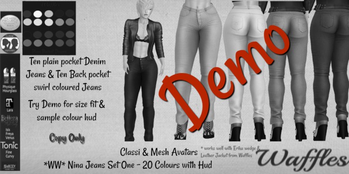 Demo *WW* Nina Jeans Set One - 20 Colours with Hud
