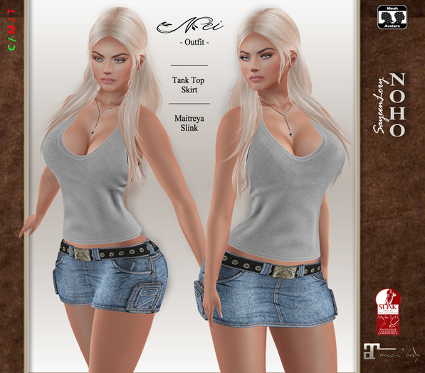 [noho] Nei - Fitmesh TankTop Mini Skirt [Slink Maitreya box]