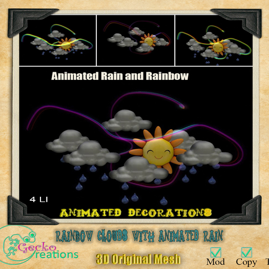 GC- Mesh Rainbow Clouds With Animated rain BP