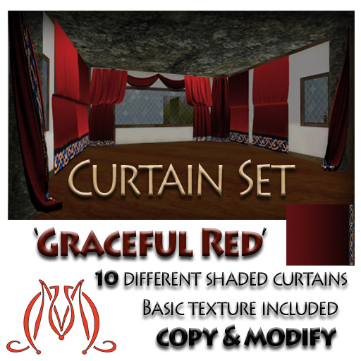 Curtain Set Graceful Red