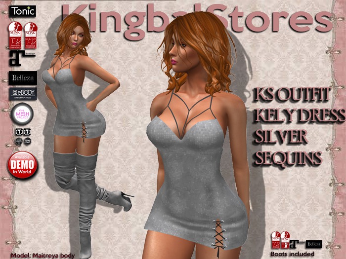 KS OUTFIT KELY DRESS SILVER SEQUINS