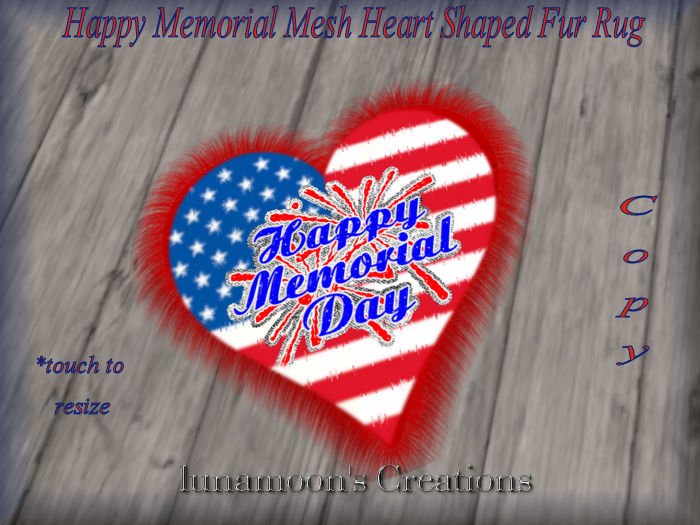 Happy Memorial Day Mesh Heart Fur Rug