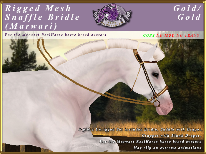 *E* Rigged Snaffle Bridle [BOXED] RH Marwari gold/Gold