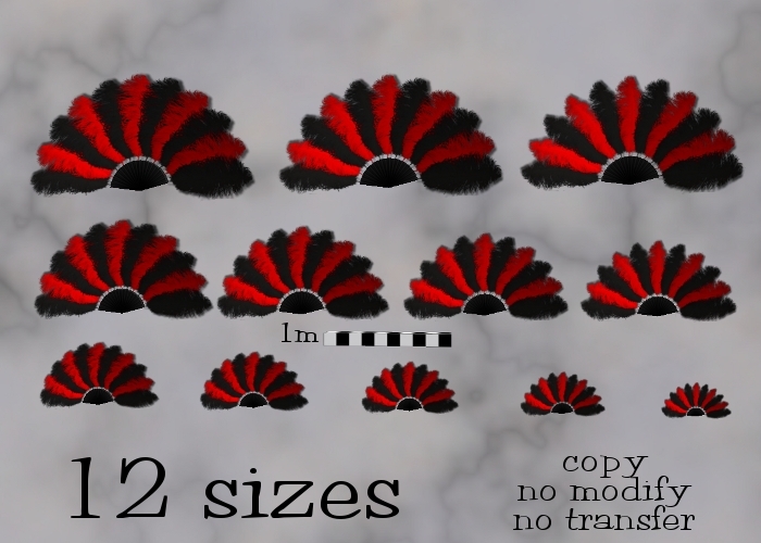 Black and Red Animated Resizable Ostrich Feather Fan