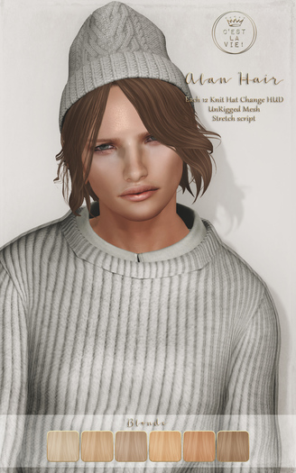 ::C'est la vie !:: Alan Hair [Blonde] / 6 Hair color / 12 Knit Hat changing HUD