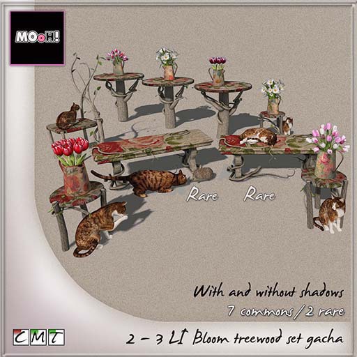 MOoH! Bloom Bench cat and hedgehog RARE[shadow version]