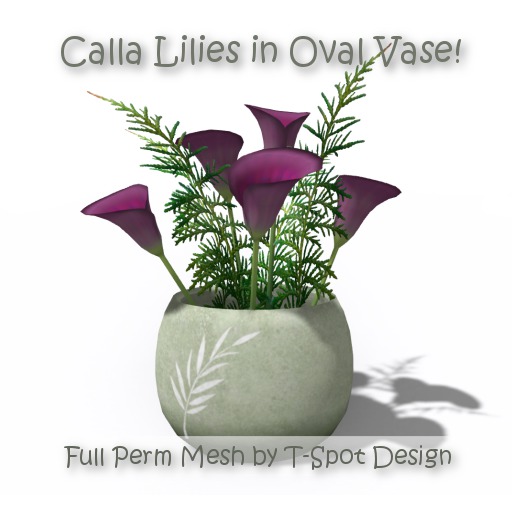 T-Spot Mesh - Calla Lilies in Oval Vase - Full Perm - LI=2.1