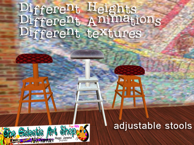 Adjustable Stool  (steel) - 7 heights - wood