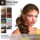 A&A Olivia Hair All Colors Pack. Long rigged mesh womens hairstyle