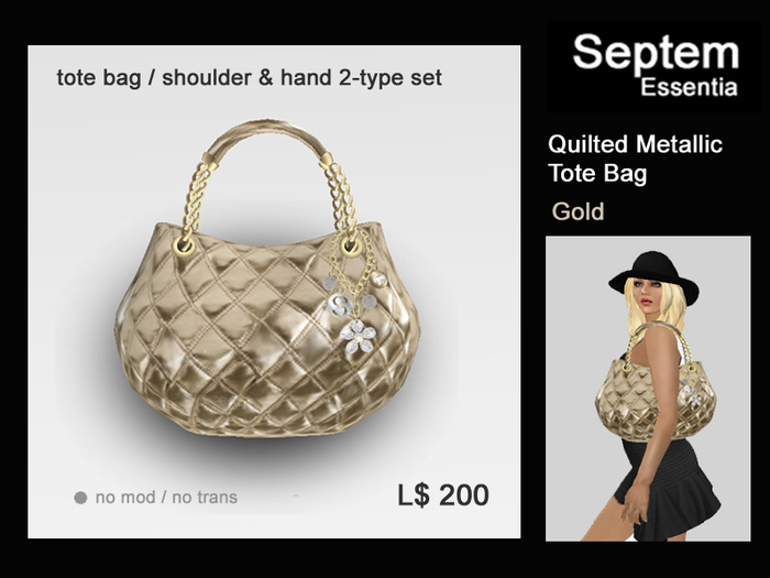 [STARBOW]Quilt Metallic_Tote bag(hand & shoulder) gold