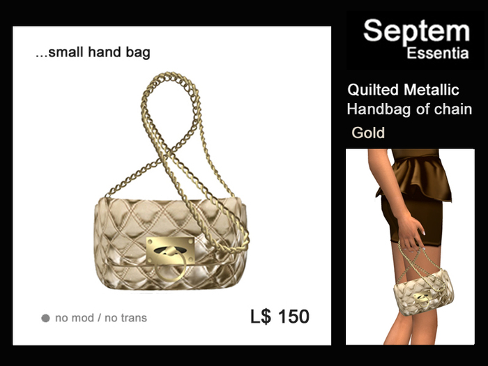 [STARBOW]Quilt Metallic_chain hand bag_gold