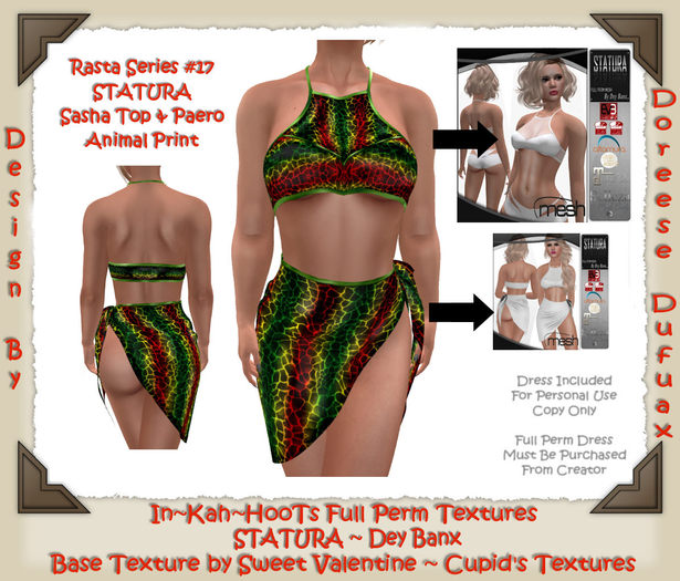 RASTA #17 RASTA SASHA TOP & PAREO ANIMAL PRINT