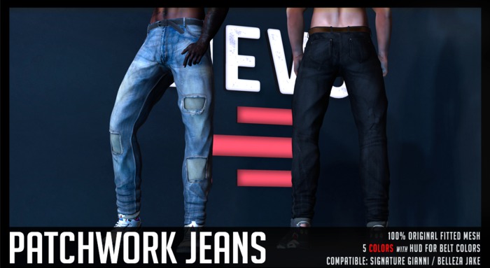 HEVO - Patchwork Jeans BLACK B.