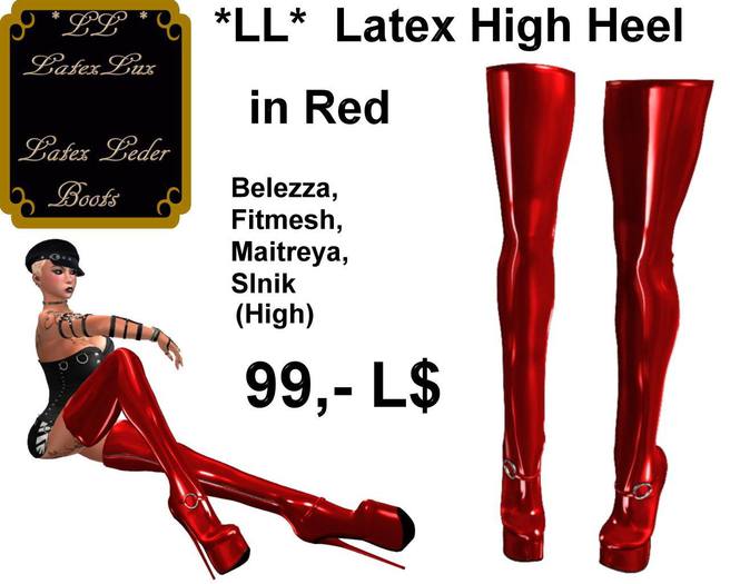 *LL* Red Latex High Heel