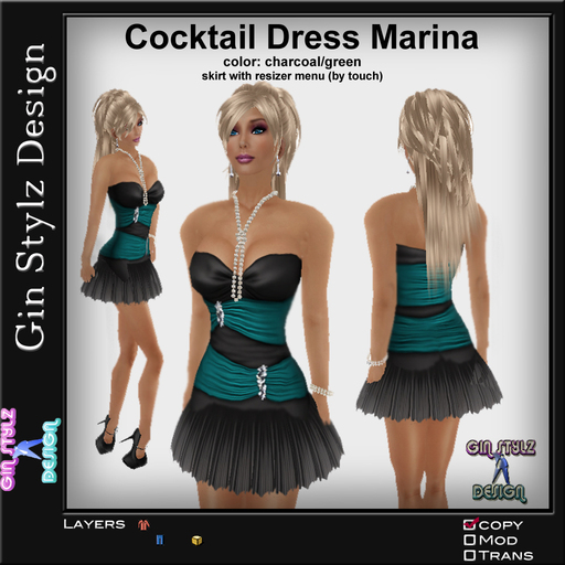 Cocktail Dress Marina (charcoal/green)