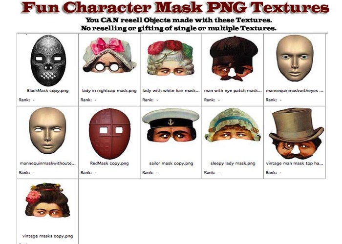 Shabby Chic Fun Character Mask PNG Textures