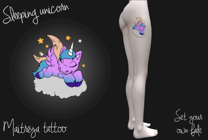 Sleeping unicorn tattoo