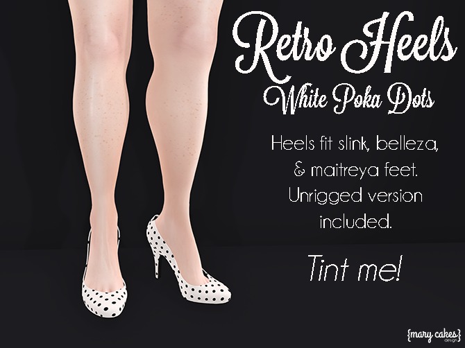 {MC} White Poka Dots Retro Heels Boxed