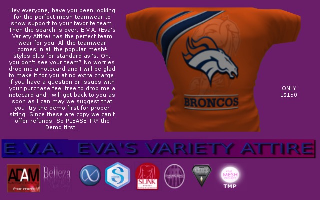 E.V.A.'S Mens Denver Bronco shirt