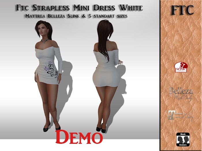 Ftc Strapless Mini Dress White DEMO