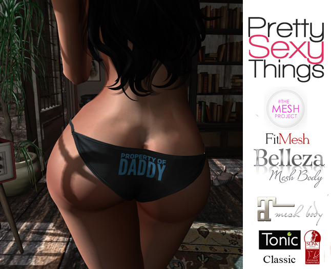 Second Life Marketplace -  PST Property Of Daddy Panty - Black Blue  (Maitreya, Belleza, Slink, TMP, Tonic, Classic)