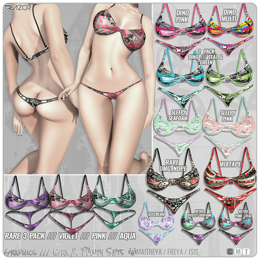 Razor/// Graphic Bra & Panty Set - FULL SET