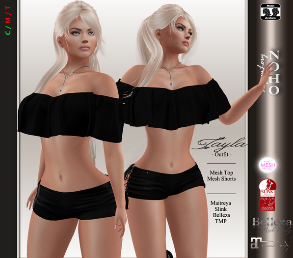 [NOHO] Tayla Top with Shorts [Fitmesh box] black