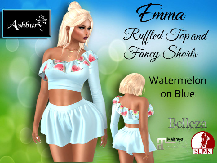 [ASHBURY] EMMA RUFFLED TOP AND SKIRT SHORTS-WATERMELON