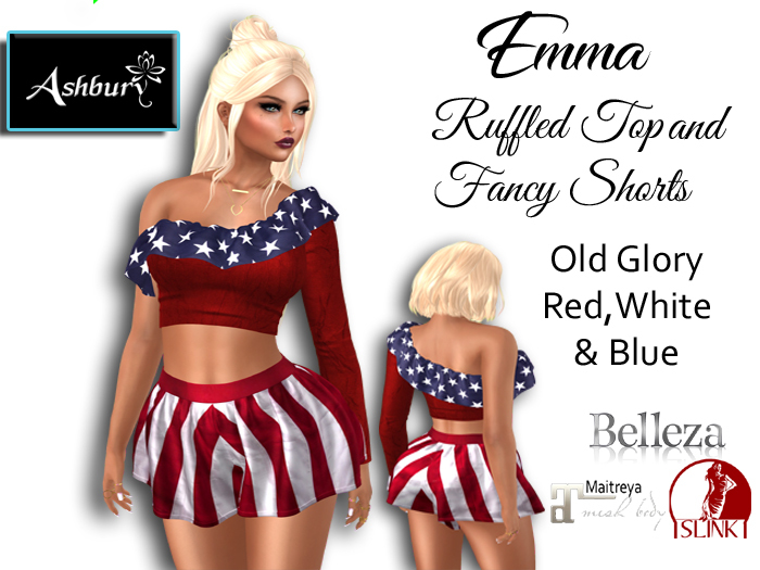 [ASHBURY] EMMA RUFFLED TOP AND SKIRT SHORTS-US FLAG