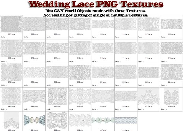 Shabby Chic Wedding Lace PNG Textures