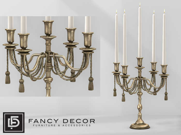 Fancy Decor: Printemps Candlestick (gold w/ candles)