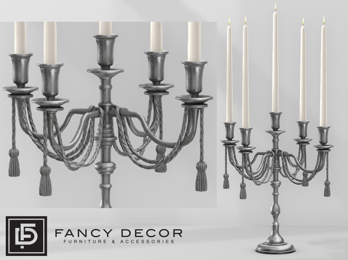 Fancy Decor: Printemps Candlestick (silver w/ candles)